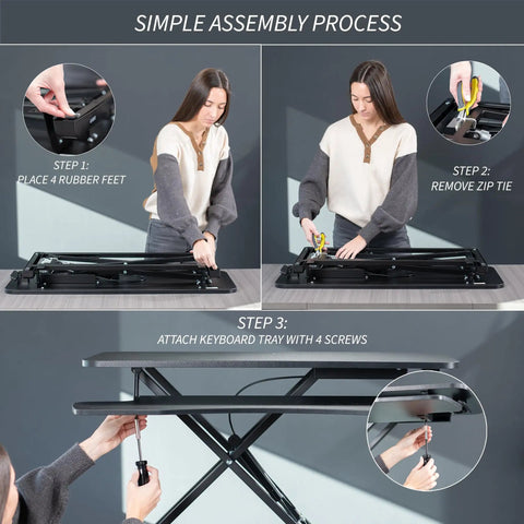 Assembly process of 32 Inch Desk Converter K Series Sit To Stand Riser With Dual Monitor And Laptop Workspace Height Adjustable
