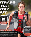 Man wearing Trail Running Hydration Vest For Men And Women With 2 Water Bottles Bladder Pocket Ice Packs Reflective Gear