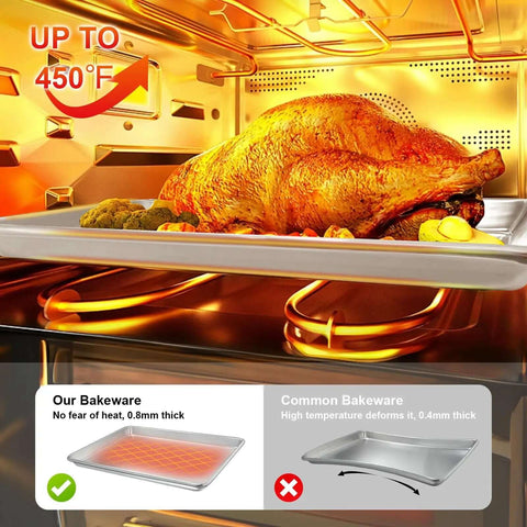 Roast turkey on Heavy Duty Half Sheet Pans With Rack Set For Baking And Roasting Thick Aluminum Bakeware That Will Not Warp 500F