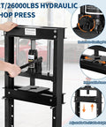 12 Ton H Frame Hydraulic Shop Press For Garage And Shop Use With Adjustable Height Stamping Plates And Built In Relief Valve For Bending Straightening Bearing And U Joint Work Car Repair And Pro Level DIY Projects, black steel frame