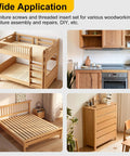 Furniture pieces with Threaded Inserts And Bolts Kit For Wood Furniture Projects 9 Sets DIY Friendly 3/8-16 x 25mm Threaded Inserts.