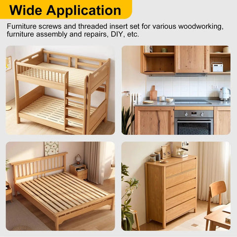 Wood furniture examples for Woodworking Threaded Inserts and Bolts Kit For DIY Furniture Repair, 40 Sets use.