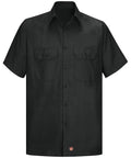 Men's Pro Grade Short Sleeve Industrial Work Shirt Lightweight Cotton Poly Blend Regular Fit Button Down Black Large front view