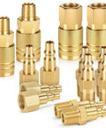 14 Pcs 1 Quarter Inch NPT Air Hose Fittings Kit With Quick Connect Brass Couplers And Plugs Easy Push In Locking Ball Design