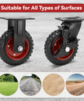 6 Inch Heavy Duty Rubber Casters Wheels With Knobby Tread For Dolly And Cart Up To 1800 Lbs, Industrial Grade Castors