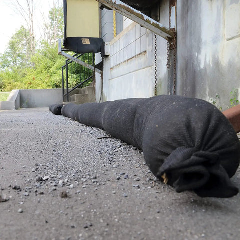 Sediment Filter Sock For Erosion Control And Storm Drain Protection, Highly Efficient Debris Barrier in use by a storm drain