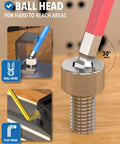 13 Piece SAE Allen Wrench Set With Ball End Hex Keys Color Coded For Quick Size ID showing angled access in screw head