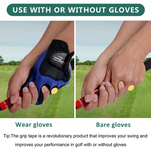 Grip Trainer For Golf Swing And Posture Correction Indoor Outdoor Practice Aid Pro Level Golf Training Accessories in use with gloves and bare hands on golf course.