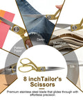 All-In-One Sewing Kit With 238-Piece Accessories For Newbies And Pros featuring 8-inch tailor's scissors cutting various materials