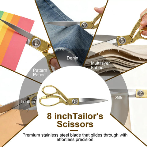 All-In-One Sewing Kit With 238-Piece Accessories For Newbies And Pros featuring 8-inch tailor's scissors cutting various materials