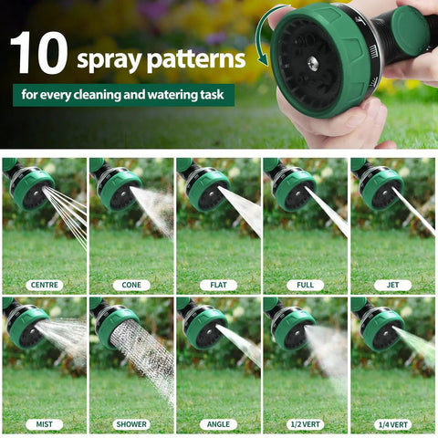 Telescoping Watering Wand For Garden Hose 36 To 54 Inch Adjustable Reach 10 Spray Patterns nozzle detail, green