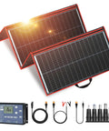 300W Portable Foldable Solar Panel Kit With Standalone PWM Controller USB Output And Monocrystalline Cells For 12V Batteries Power Stations RVs Camping And Emergency Use Road Trip Ready Slim 19.3 By 37.4 Inches 15.2 Lb