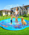 Sea World 75 Inch Splash Pad Sprinkler For Kids And Dogs Thickened Outdoor Water Toy Play Mat Shallow Backyard Pool Fountain Pad in use