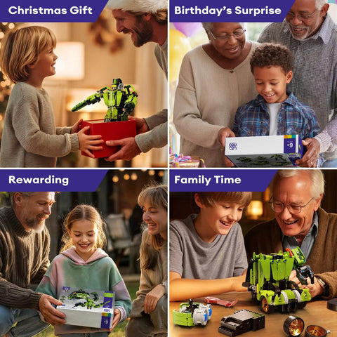 5 In 1 STEM Building Blocks Set With Remote Control Sports Car And Transform Robot, 591 Pieces, family gift moments