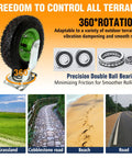 8 Inch Pneumatic Caster Wheels Set Of Four Heavy Duty Air Tire Rubber Casters With Two Fixed And Two Swivel Rollers For Hand Trucks Lawn Wagons showing 360° rotation and precision double ball bearings.