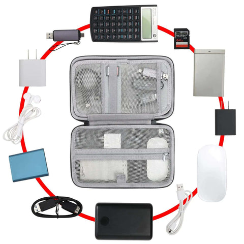Boss Level Hard EVA Travel Gear Stash Case For Power Banks And Heavy Duty Electronics Accessories with gadgets inside.