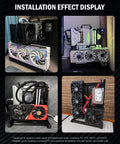 Open Air PC Test Bench Frame For ITX ATX MATX EATX Rigs, Universal DIY Motherboard Chassis Mount, Water Cooling Ready Open Frame Case Bracket And Rack For Custom PC Builds, showing various installation setups and cooling options.