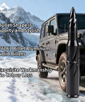 Short Stubby Bullet Car Antenna Mast Replacement for Stronger Radio Signal, Durable Billet Aluminum with Jeep in snow