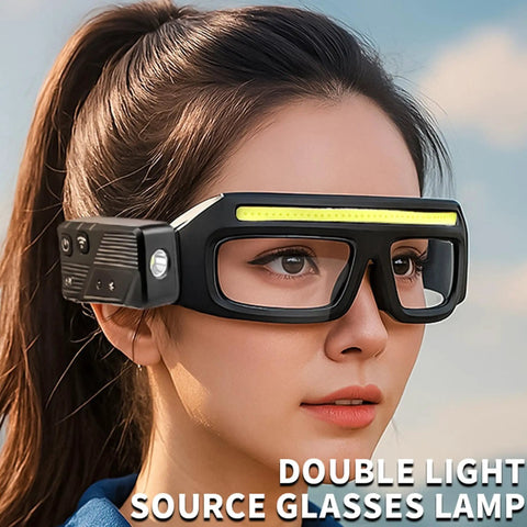 Kickass Brightness LED Light Up Glasses With Smart Motion Sensor And Touch Control Five Lighting Modes USB C Quick Charge For Trail Runs Camping Fishing And Shop Hustle In Black And Yellow