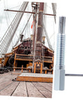Heavy Duty Stainless Steel Spring Plunger Pin Set Featuring Self Locking Telescopic Action and Rock Solid Indexing Plunger Latch beside a ship mast.