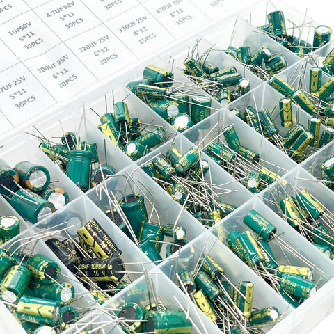Must Have 460 Piece Capacitor Assortment Kit With 24 Values, 1uF To 1500uF, 6.3V To 50V Aluminum Electrolytic Caps in DIP Box