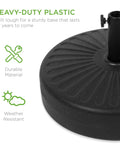 Fillable Round Sunburst Umbrella Base Stand With 55 Pound Weight Capacity, Plastic Patio Pole Holder For Outdoor Lawn Use with knob