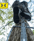 Hunter using Lightweight 30 Inch Aluminum Tree Climbing Sticks 3 Pack For Secure Ascents To Deer Stands Blinds And Tree Stands