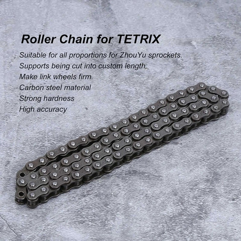 Heavy Duty Carbon Steel Roller Chain 0.5 Meter Length for TETRIX robots, strong and flexible, cuttable with pliers.