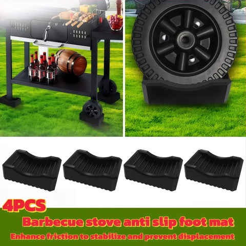 Anti Slip Caster Cups For Furniture And BBQ Grills, Durable Silicone Non Slip Pads For Wheels Or Legs, 4 Pack, Black