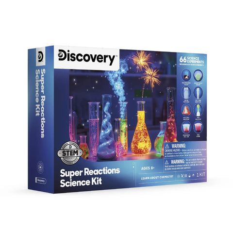 66 Action Packed Science Experiments STEM Lab For Kids with Chemistry Tools, box featuring colorful bottles and explosions