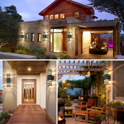 Dusk To Dawn Outdoor Wall Lights Set And Forget Auto On Sensor Up And Down Modern Exterior Sconce Fixtures on house exterior