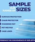 Ultra Absorbent Disposable Adult Underpads Variety Pack Featuring Quilted Top Sheet for various uses like chair protector and changing mat.