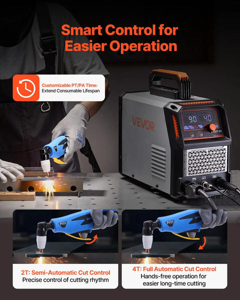 Dual Voltage 50 Amp Plasma Cutter Be A Garage Workhorse With 110V And 220V Run IGBT Inverter Digital Display 2T 4T Modes