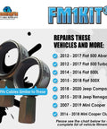 FM1KIT Manual Transmission Shift Cable Bushing Repair Kit for Fiat Jeep and Mini models with vehicle compatibility list.