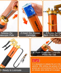 THINKWORK 8000 PSI grease gun kit; orange body, black grip, blue 14 oz cartridge, includes adapters