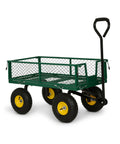 Heavy Duty Garden Cart 400 Lb Utility Wagon With Removable Mesh Sides And Flatbed Conversion Powder Coated Steel Bed Pneumatic Tires