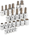 66-Piece Master Torx and Specialty Bit Socket Set With S2 Steel Bits, Chrome Vanadium Socket Bodies, Vertical Knurling