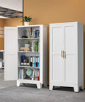 White Metal Storage Cabinet 61 Inch Heavy Duty Steel Cabinet With Doors And 3 Adjustable Shelves Built Tough For Home Office