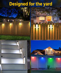 Six Pack Solar Fence Lights Waterproof LED Wall Mount For Deck Patio Railing Stairs With 1500mAh Battery RGB Warm White Cool White