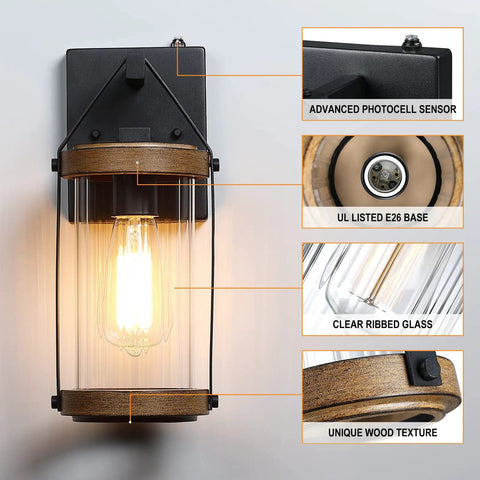 Outdoor Dusk To Dawn Sensor Wall Sconce Lighting No Brainer Hands Free Operation Anti Rust Exterior Porch Light