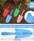 20 Pack Mini Colorful Metal Hand Shovels And Trowels Set For Transplanting And Garden Digging, 11 By 3 Inch Shovels In Four Colors