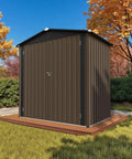 6 By 4 Outdoor Storage Shed In Brown Sturdy Metal Building With Floor Frame And Operable Window in garden setting