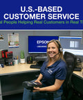 U.S.-based customer service representative using Hella Heavy Duty Label Maker And Portable Tape Printer for support.
