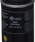 Direct Fit Audi 06J115403Q Oil Filter OEM Quality Replacement, black cylindrical oil filter with printed specifications and logos.