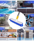 Extendable Floor Scrub Brush 12 Inch Wide Heavy Duty Grime Busting Two In One Scrub And Squeegee Deck Brush in various cleaning scenarios