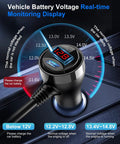 Plug Straight Into Your Whip With This Eight In One Cigarette Lighter Adapter Packing Triple Sockets Two Pd 30W Usb C Ports And Three Rock Solid Usb Ports To Keep Phones Dash Cams Tablets Fully Charged On Every Trip displaying vehicle battery voltage on a digital monitor.
