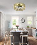 Geelife 3 Pc Ceiling Fan with Remote Control Low Profile Flush Mount, White in a modern kitchen setting with plants.