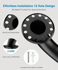 Built Different Matte Black Grab Bar Bundle Three Piece Set Ada Compliant Shower Safety Bars For Bathrooms And Commercial Restrooms with 12 hole design for easy installation.
