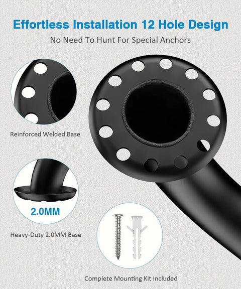Built Different Matte Black Grab Bar Bundle Three Piece Set Ada Compliant Shower Safety Bars For Bathrooms And Commercial Restrooms with 12 hole design for easy installation.