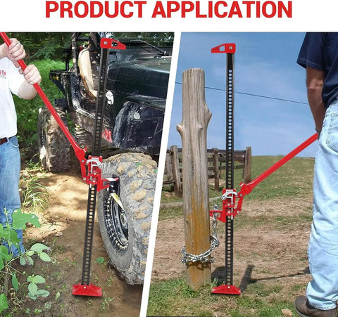 60 Inch Farm Jack for Off Road Recovery and Heavy Duty Vehicle Lifting, used on truck and post, 6600 Lbs Lift Capacity, steel construction